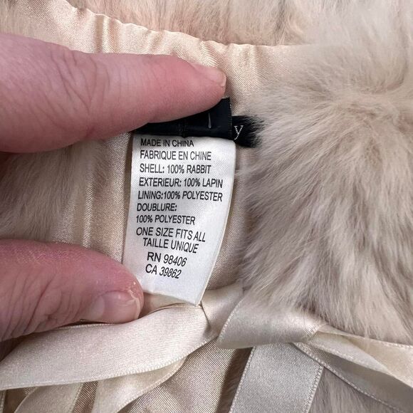 Y2K Theory Rabbit Fur Stole Collar Old Money Luxury - Picture 3 of 6